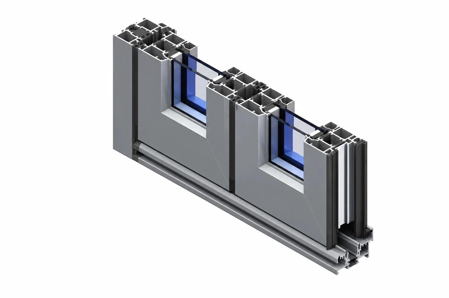 Folding door frame, roller and hinge hardware detail